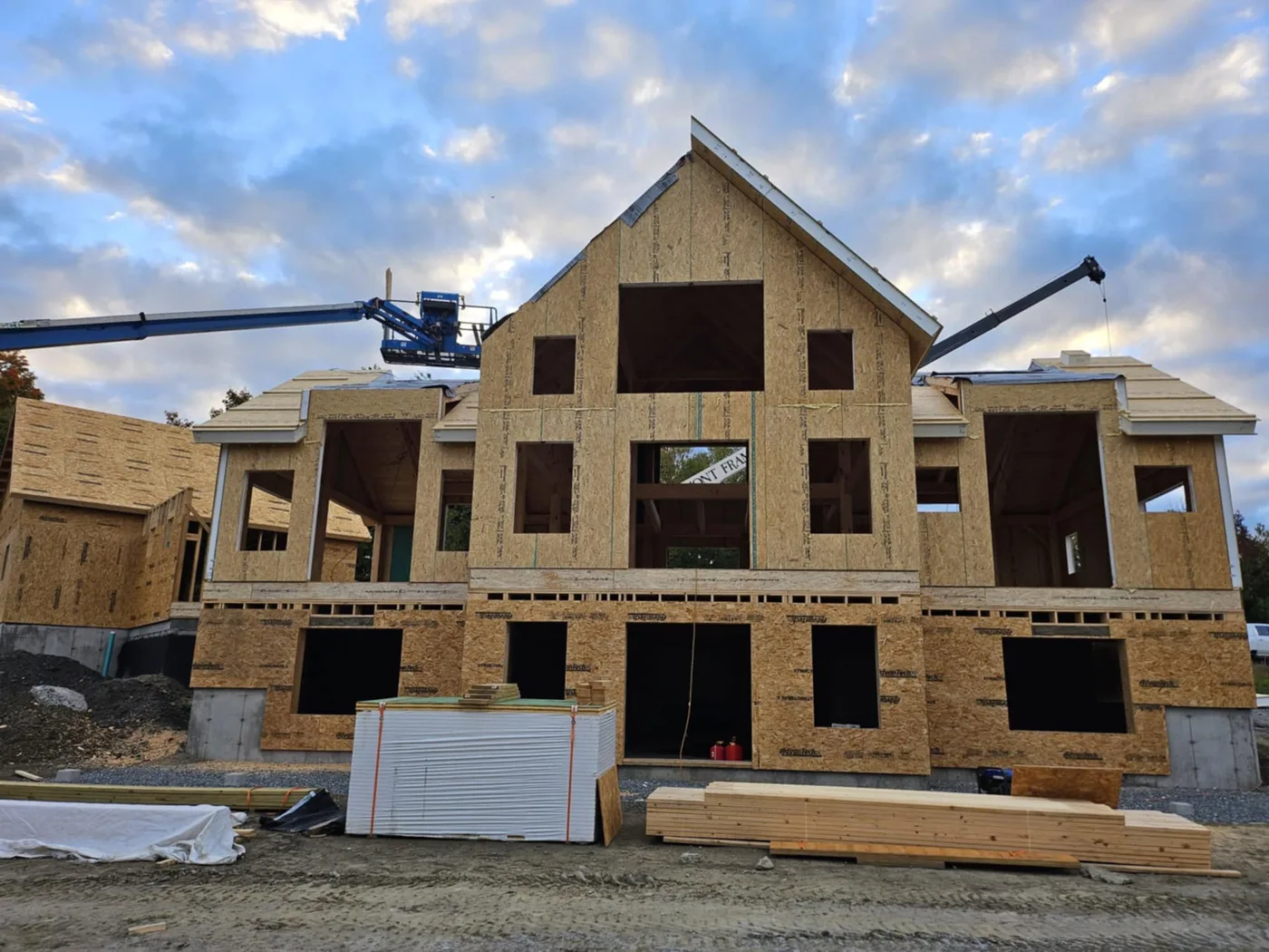 Custom timber-frame home under construction in the Upper Valley by MCS Contracting