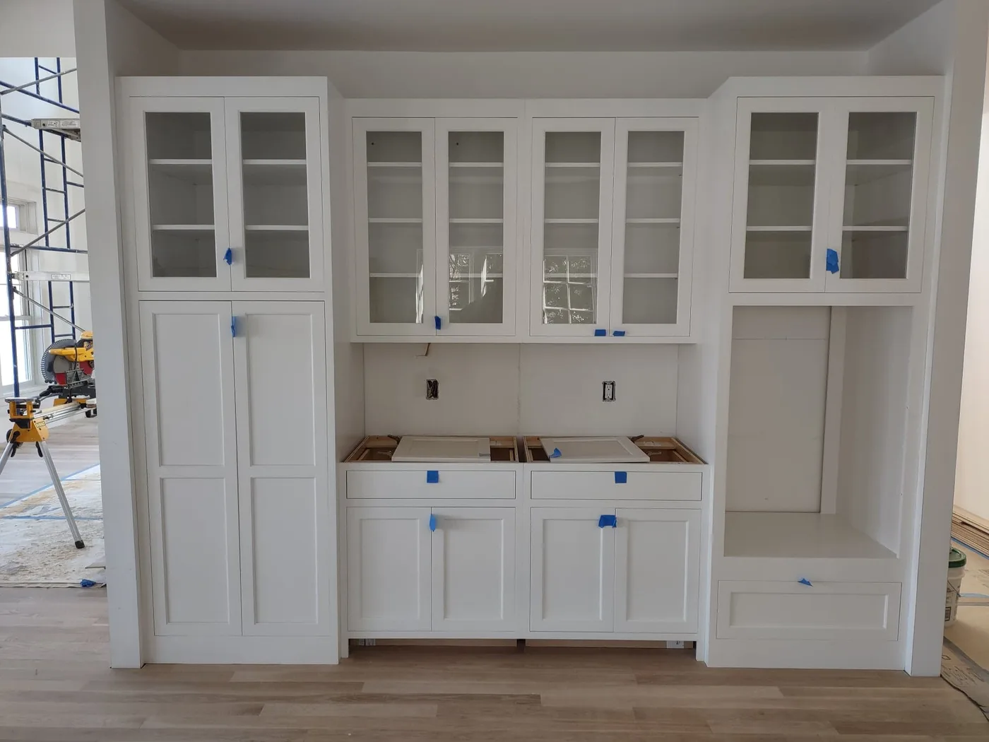 Custom built-in cabinetry with a glass-front display hutch, Upper Valley NH
